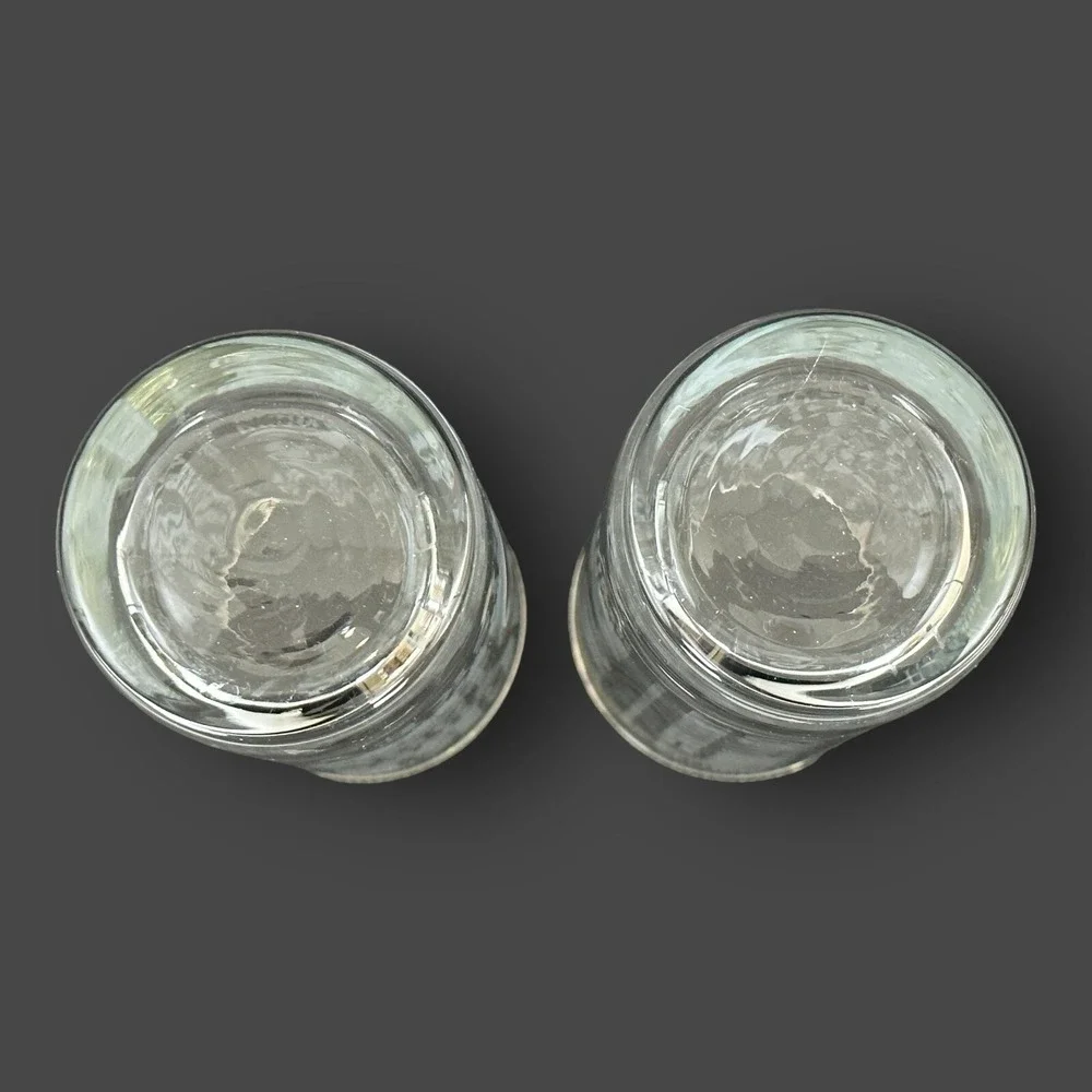 Jack Daniel's Commemorative Whiskey Glasses Set of 2 Silver Rim 6 Inch‎ Barware